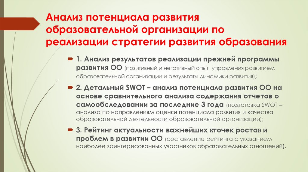 Исследование потенциала. Анализ потенциала образовательной организации. Анализ потенциала развития. Анализ потенциала ДОУ.