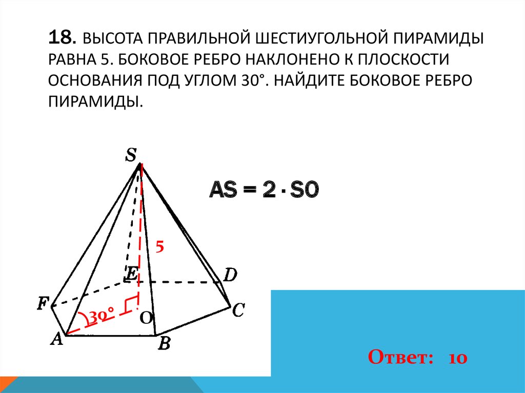 Найдите высоту правильной шестиугольной