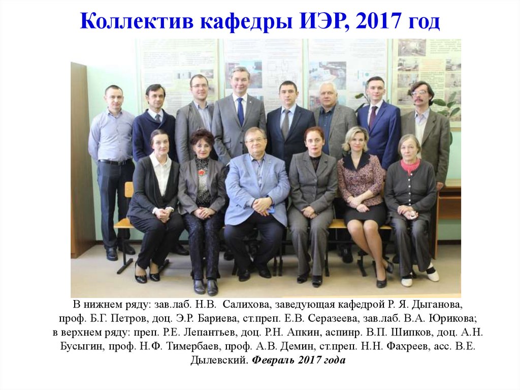 Коллектив кафедры ИЭР, 2017 год