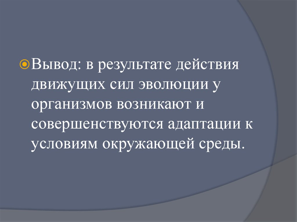 Объясните механизм возникновения. Вывод о движущих силах эволюции. Приспособленность организмов вывод. Вывод о приспособленности организмов к среде обитания. Приспособленность вывод.