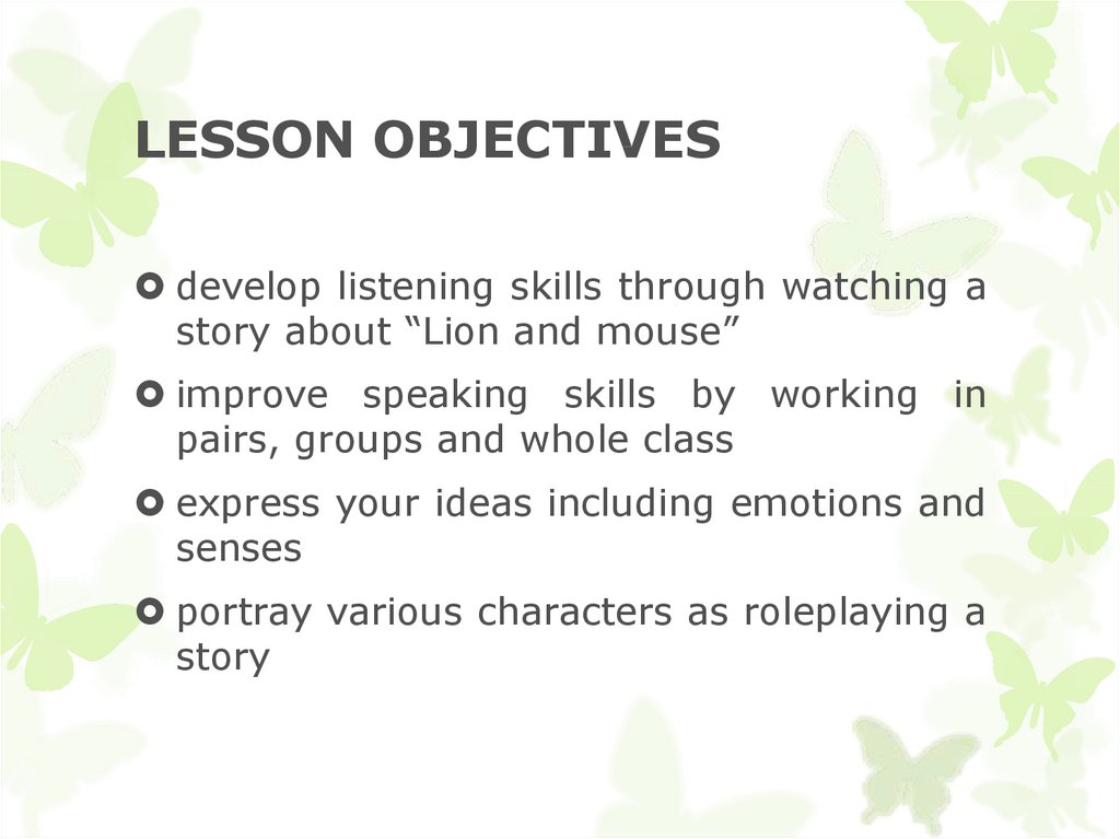 LESSON OBJECTIVES