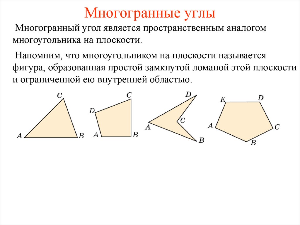 Угол является фигурой. Многогранный угол. Трехгранный и многогранный углы. Выпуклый и невыпуклый многогранный угол. Выпуклый многогранный угол.