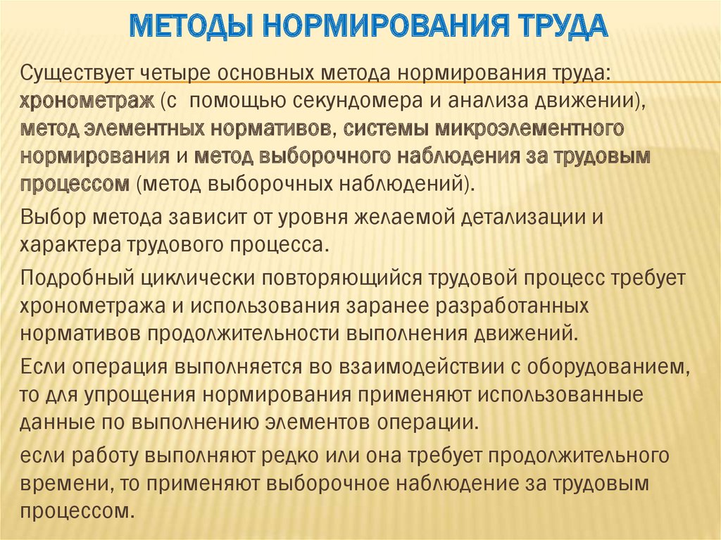 Методы нормирования труда презентация