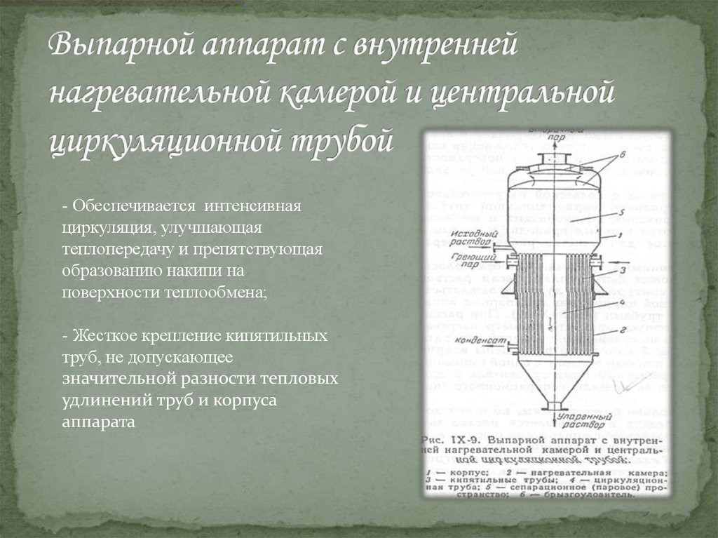 Выпарной аппарат с центральной циркуляционной трубой чертеж