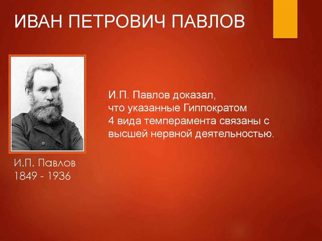 И.П. Павлов 1849 - 1936