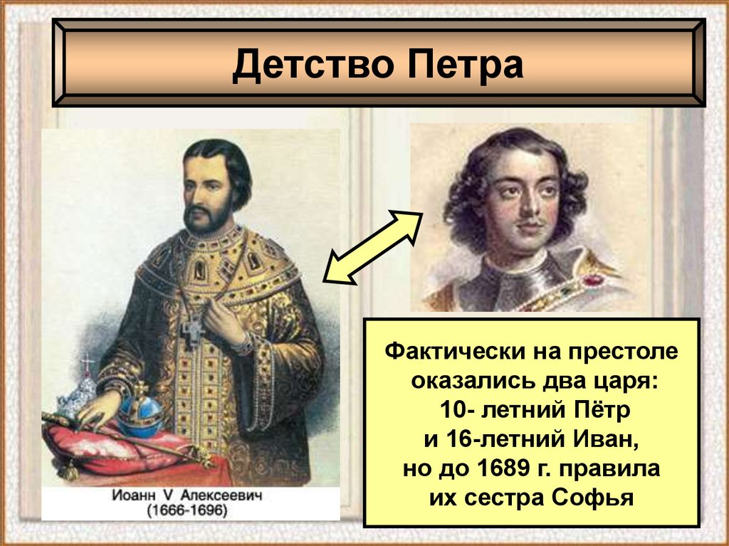 Двоецарствие. Презентация на тему личность Петра 1. Петр i. Россия на рубеже веков