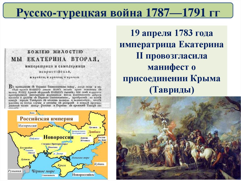 Кто присоединил крым в 1783 году. В Крыму в русско-турецкой войны 1787-1791.