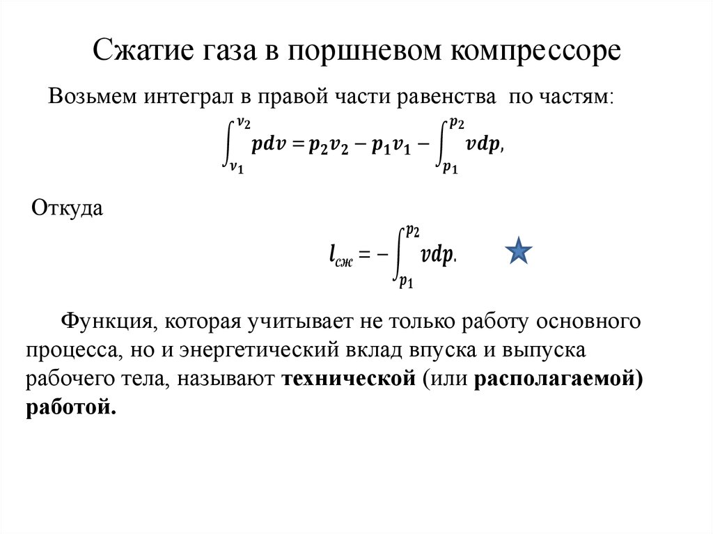 Сжатие газа в поршневом компрессоре