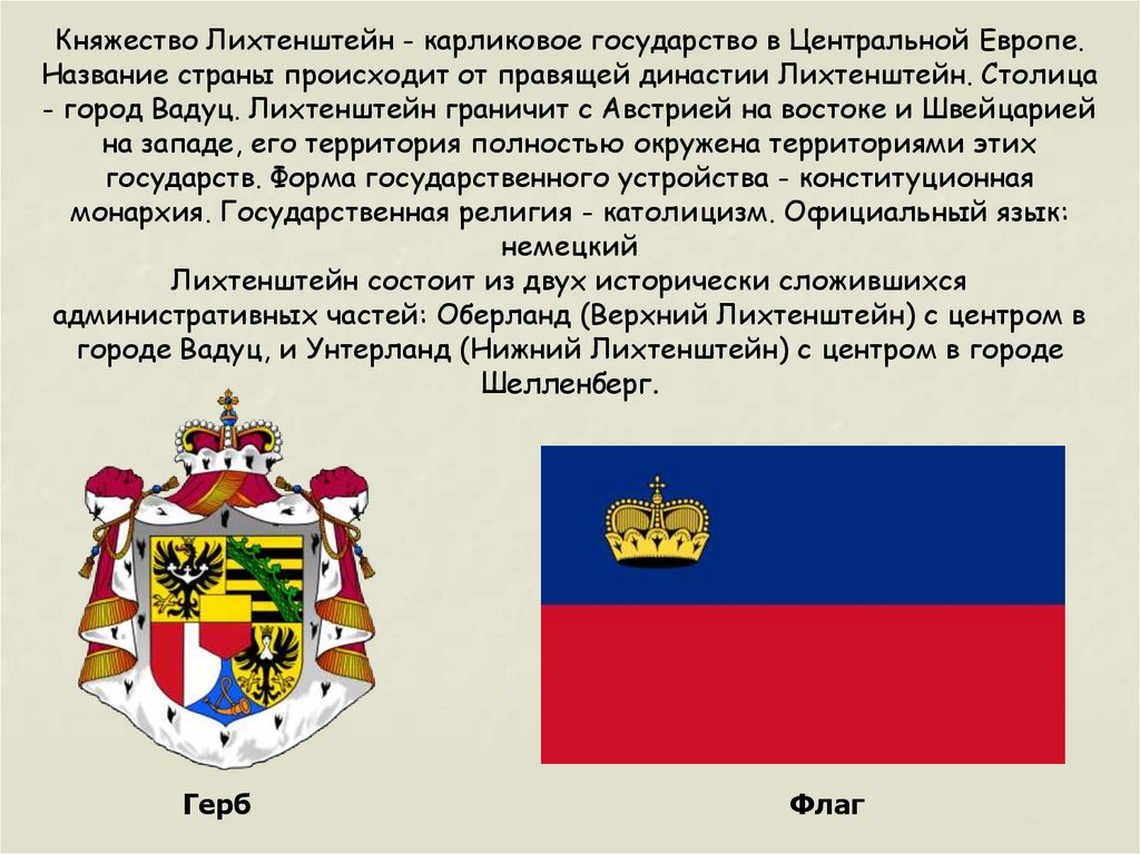 Описание лихтенштейн по плану описания страны 7 класс география