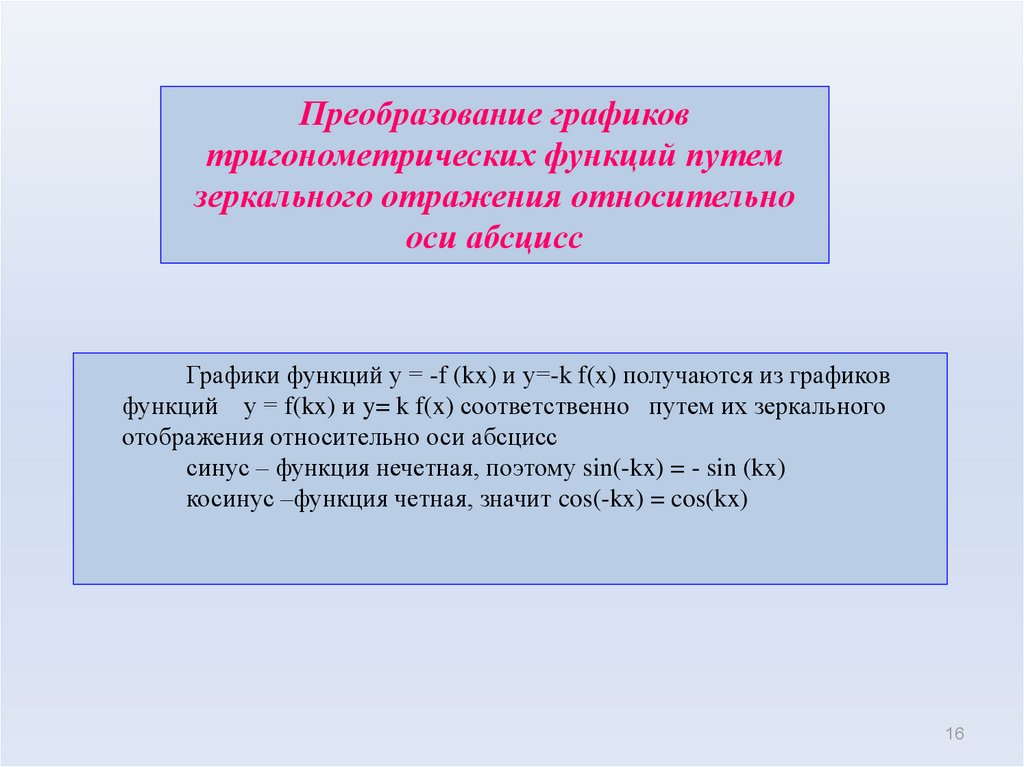 Функция пути. Правило преобразования графиков функции путём зеркального отражения.