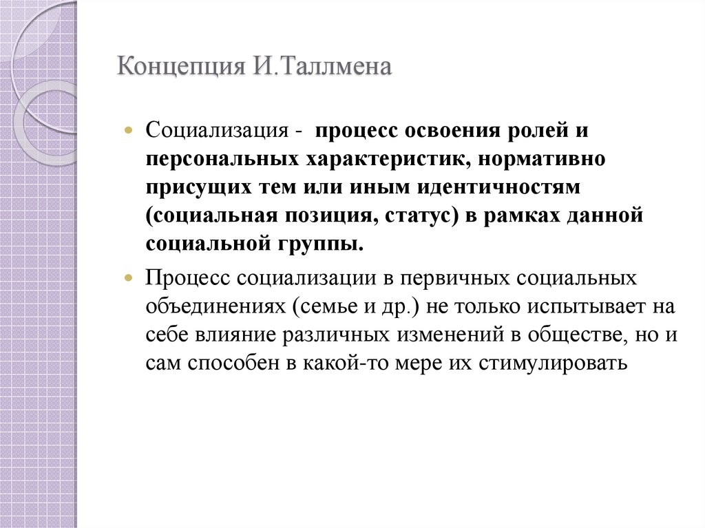 Социализация это процесс освоения человеком. Концепция социализации и ТАЛЛМЕНА. Концепция социализации и. с. кон. Концептуальная социализация. Теория семейной социализации (и. ТАЛЛМЕНА).