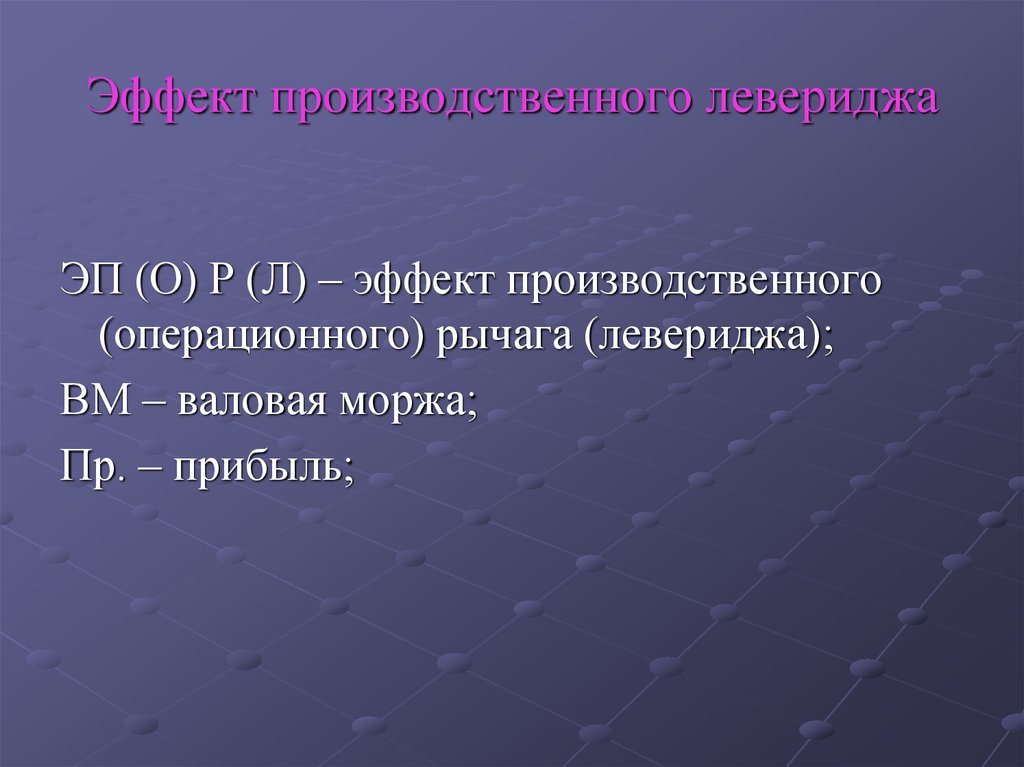 Операционный рычаг презентация