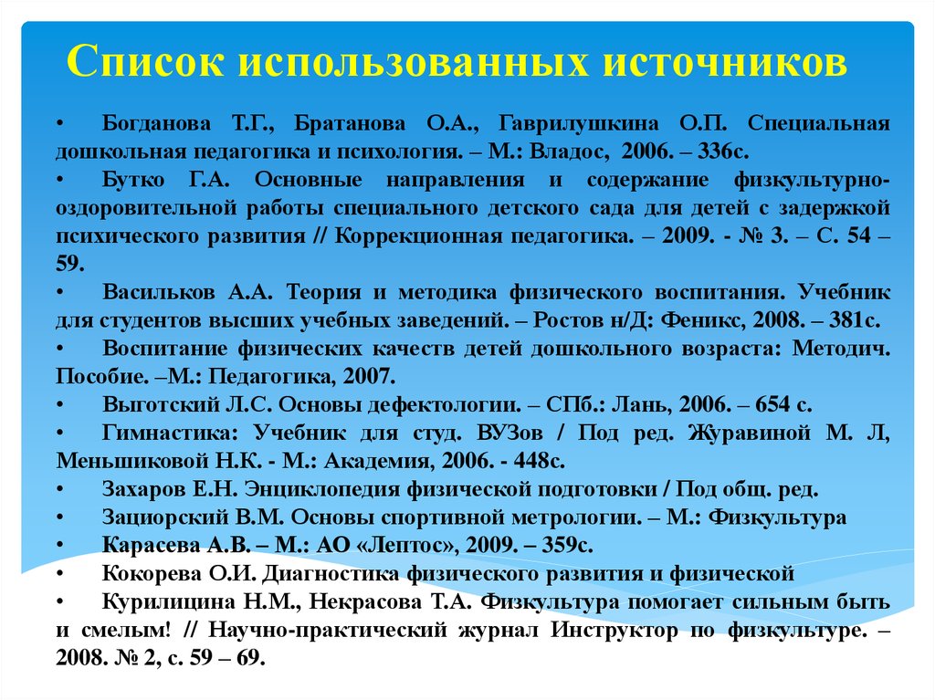 Использованные источники в презентации