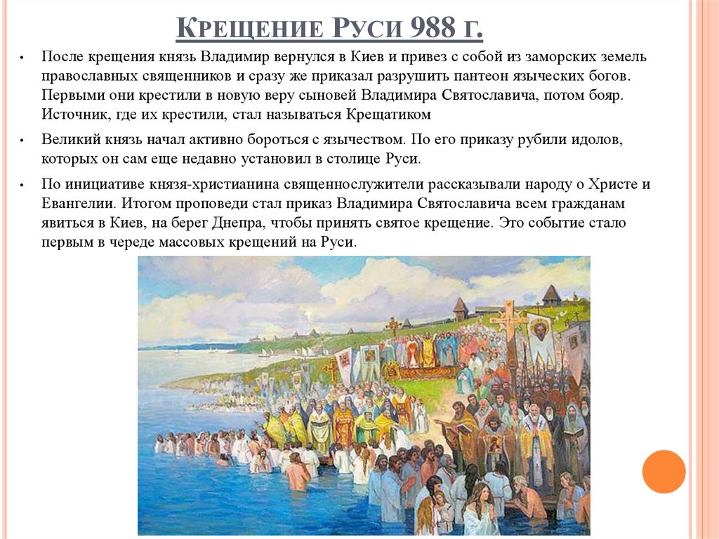 Где началось крещение руси. 988 Крестили Русь. Итоги крещения Руси в 988. Крещение киевлян в Днепре.