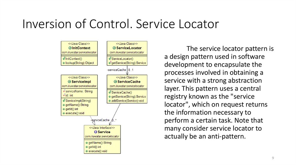 Inversion of Control. Service Locator