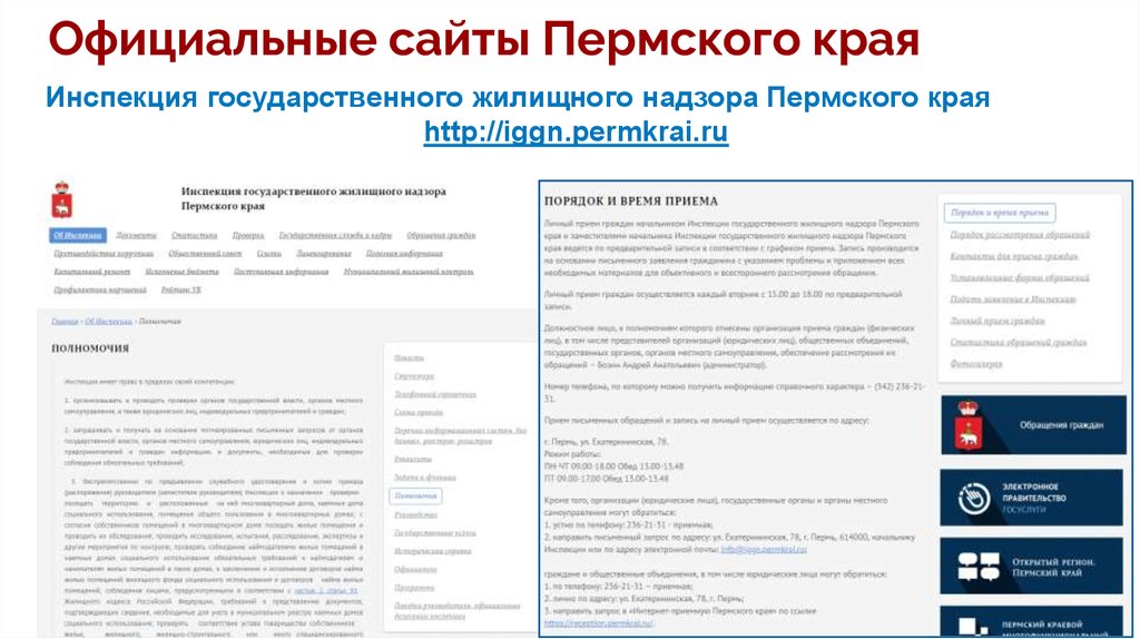 Официальные сайты Пермского края