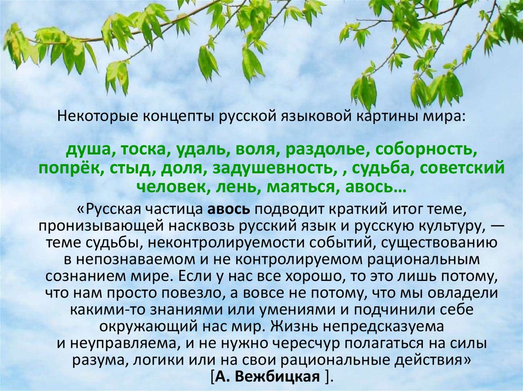 Концепт судьба в русской языковой картине мира