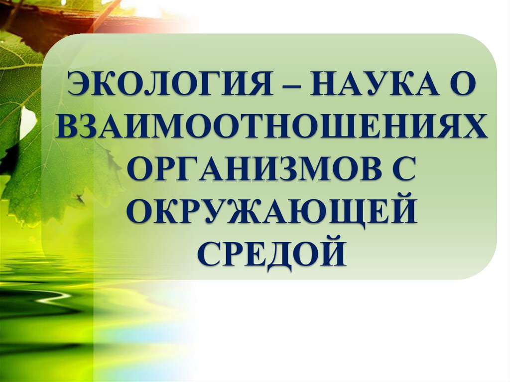 Экология как наука. Экология это наука о взаимоотношениях. Наука о взаимоотношениях организмов с окружающей средой. Дисциплины экологии.