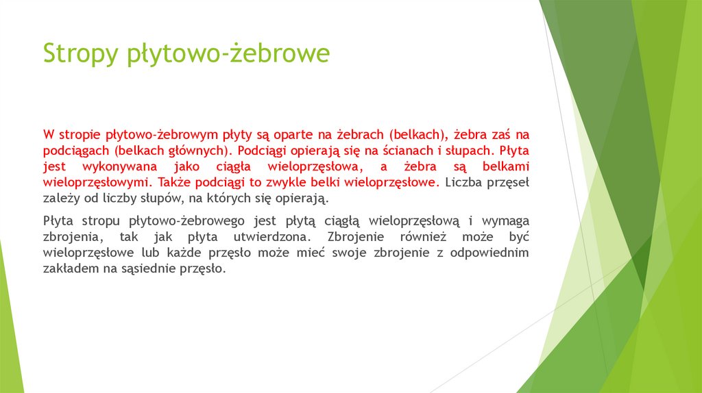 Stropy płytowo-żebrowe