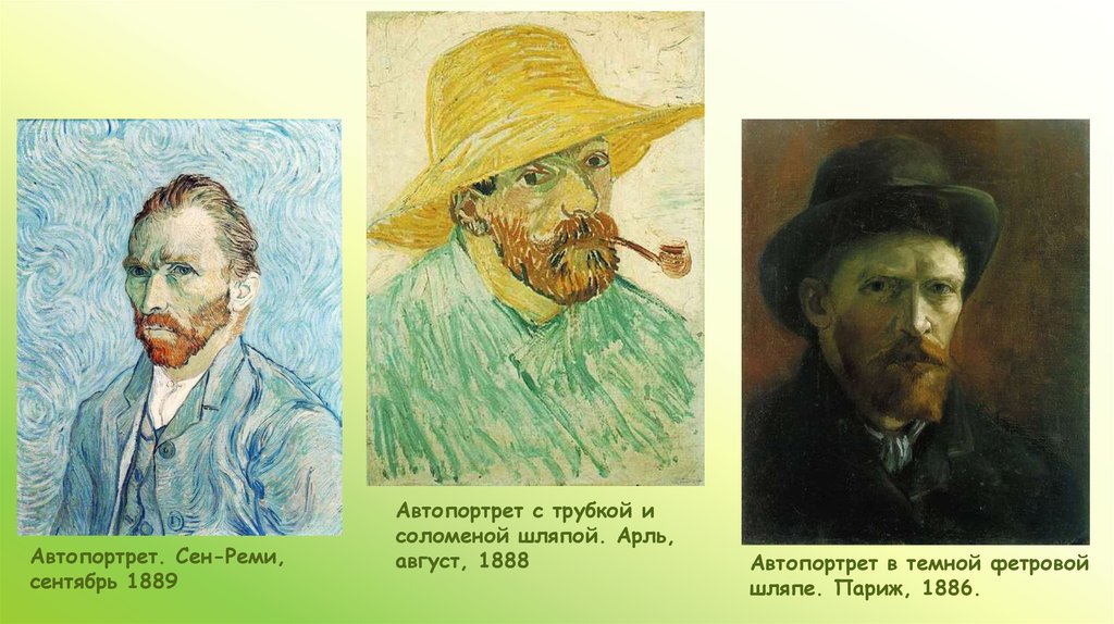 Доклад на тему мой любимый художник. «Автопортрет в фетровой шляпе» Ван Гога (1887). Ван Гог автопортрет с трубкой. Автопортрет с зеленым козырьком. Автопортрет сен Реми сентябрь 1889 года.