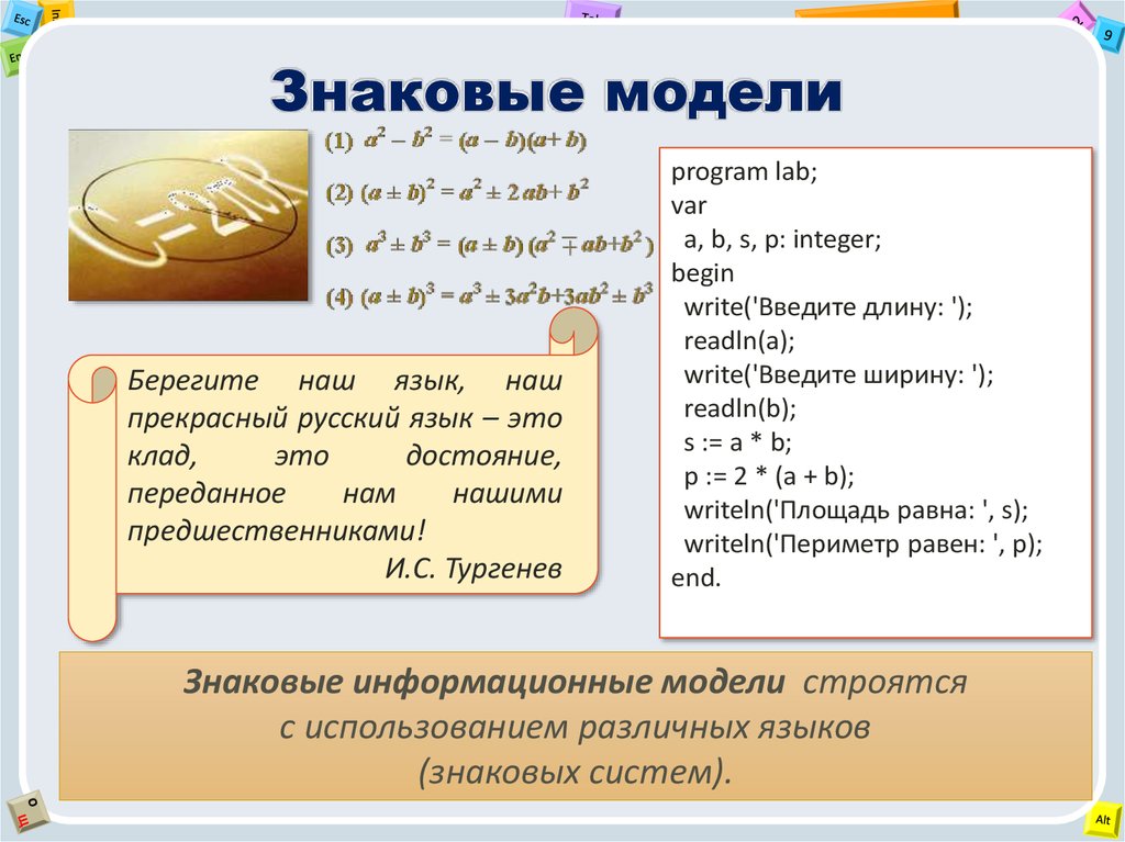 Выберите знаковые информационные модели басня рисунок формула площади прямоугольника рисунок