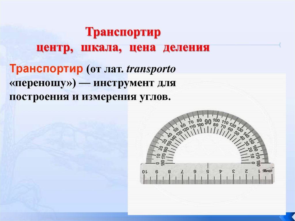 Измерение углов презентация транспортир