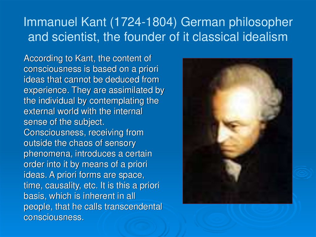 Immanuel Kant (1724-1804) German philosopher and scientist, the founder of it classical idealism