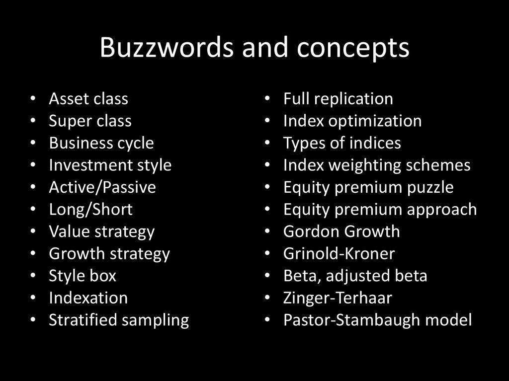 Buzzwords and concepts