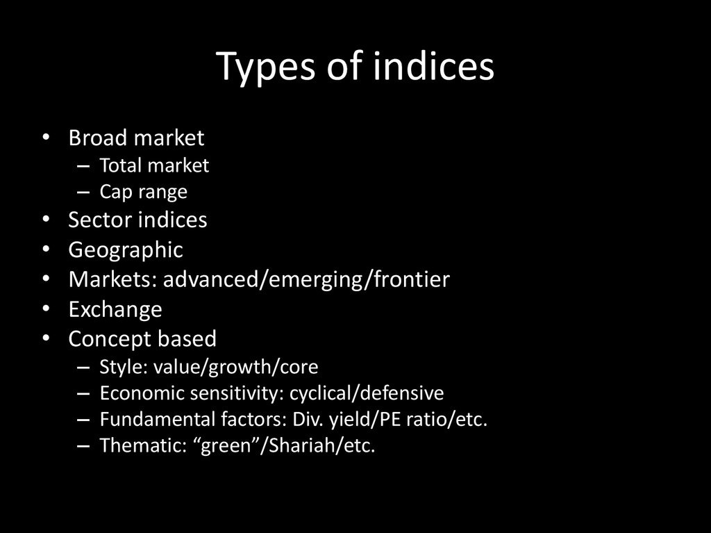 Types of indices