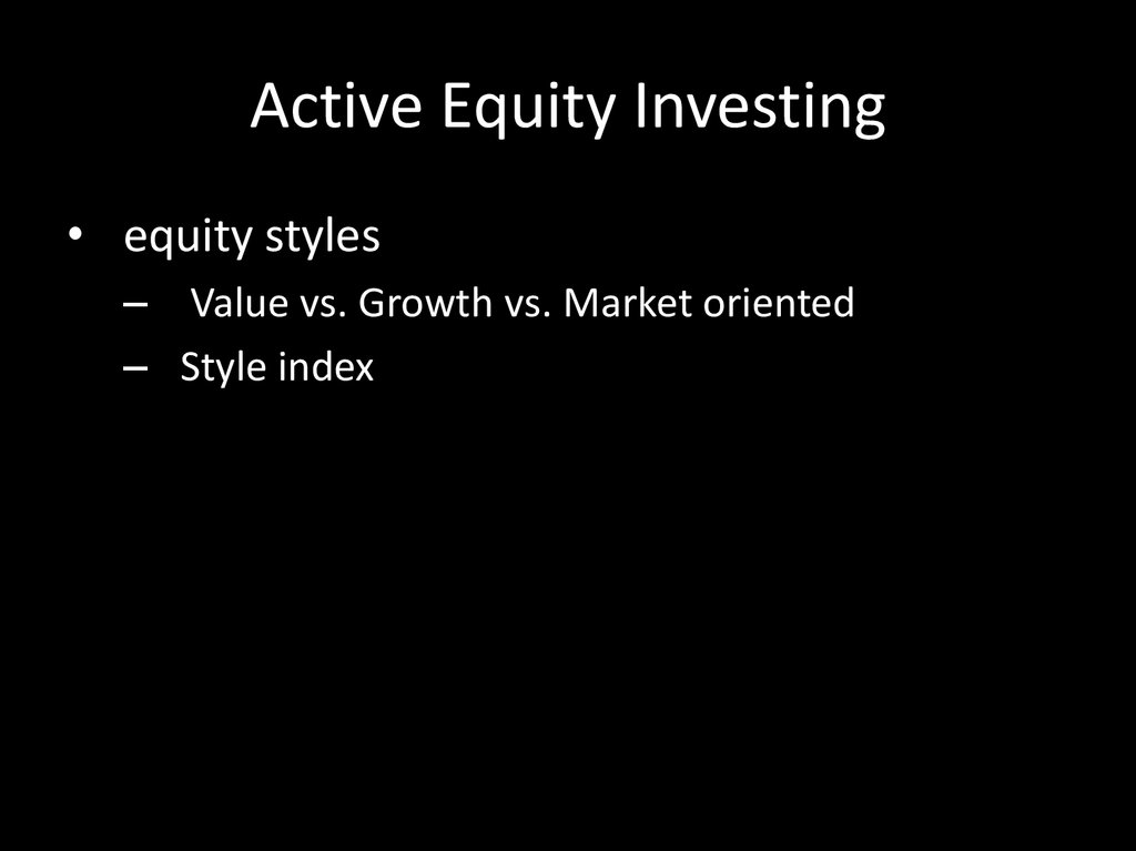 Active Equity Investing