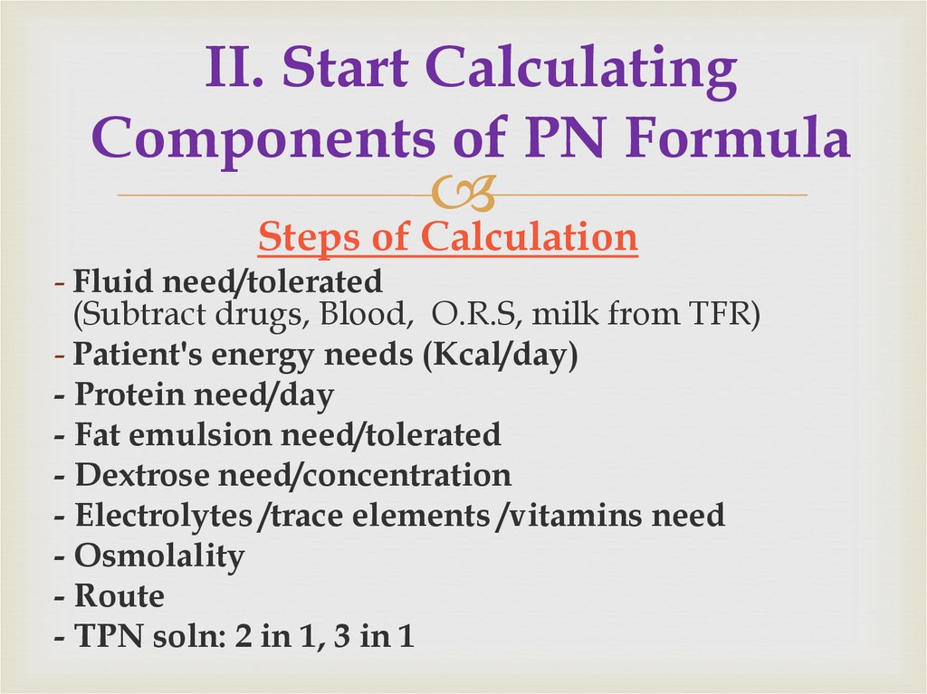 II. Start Calculating Components of PN Formula