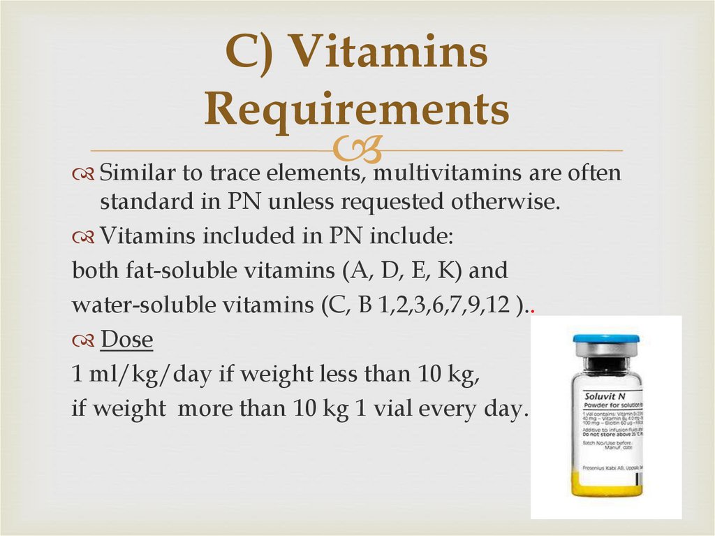 C) Vitamins Requirements