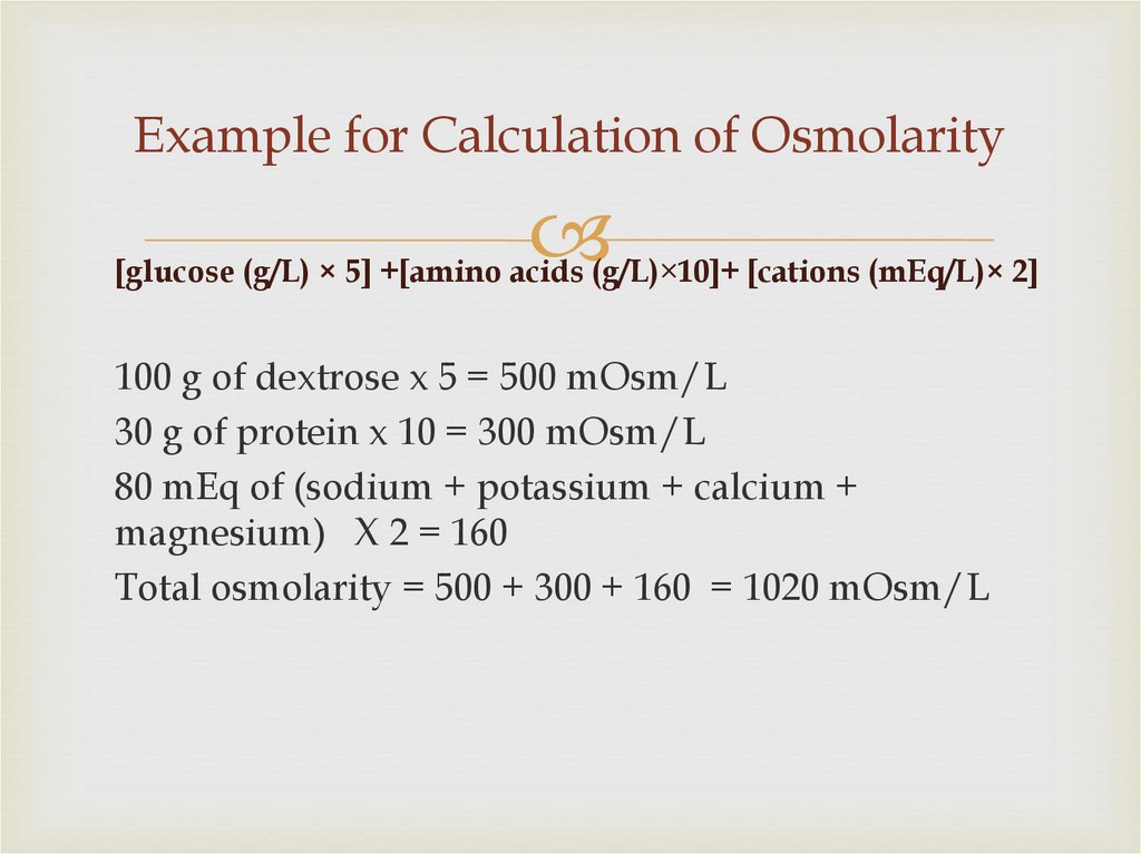 Example for Calculation of Osmolarity