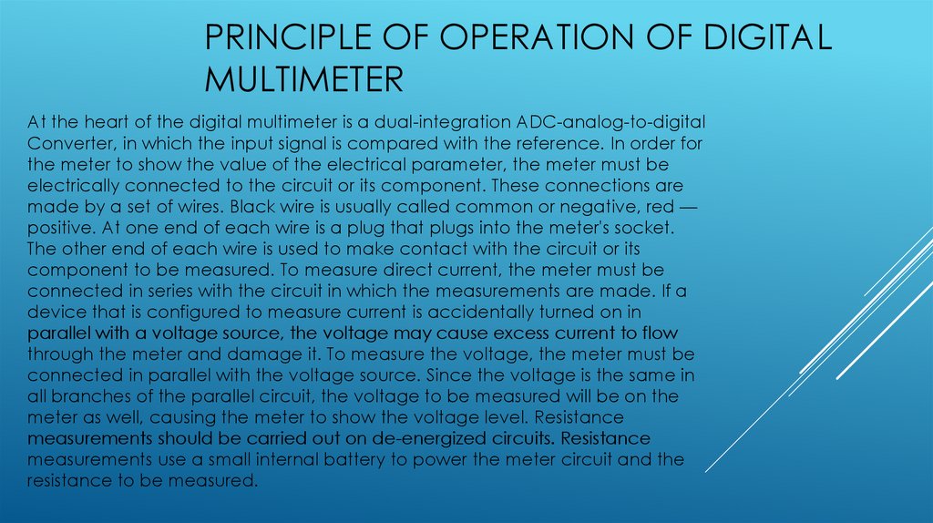 Principle of operation of digital multimeter