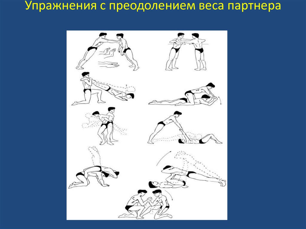 Упражнения с весом. Упражнения с преодолением веса. Упражнения с преодолением веса партнера. Силовые упражнения с партнером. Упражнения с преодолением веса собственного тела.