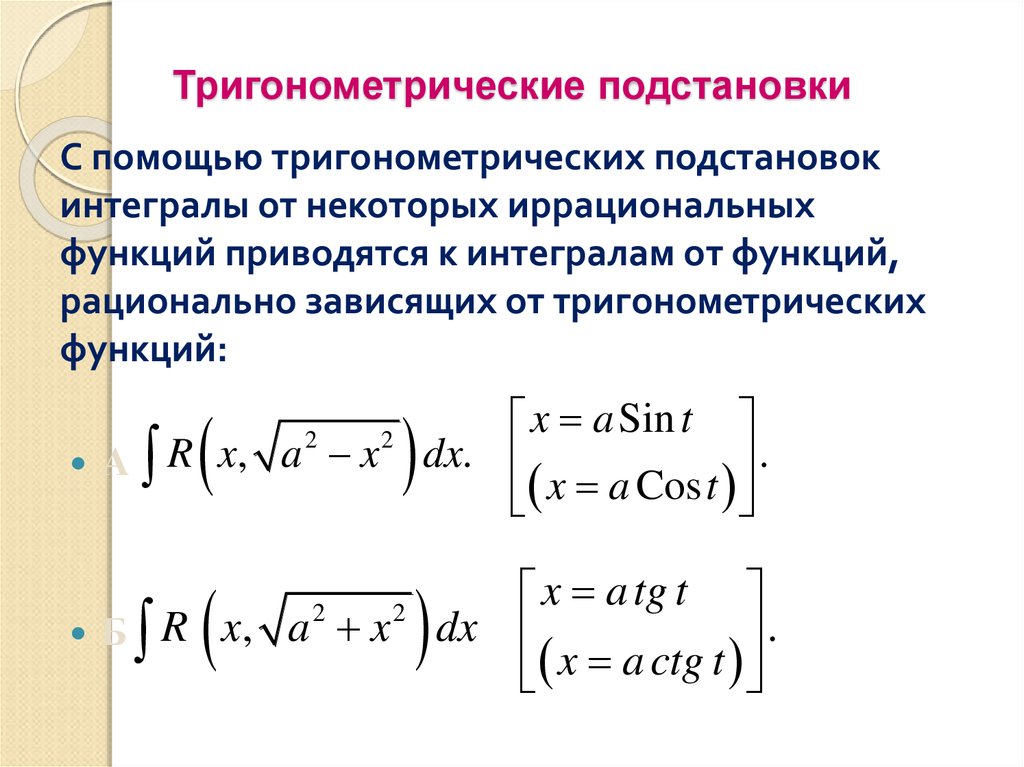 Найти неопределенный интеграл методом подстановки