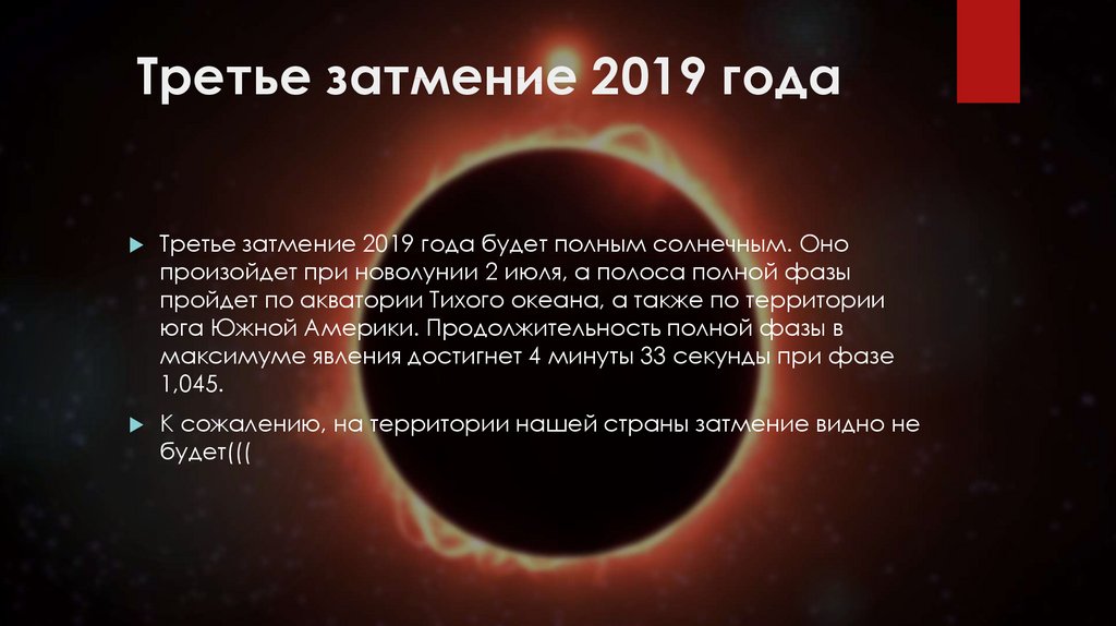 Солнечное затмение в 2019 году