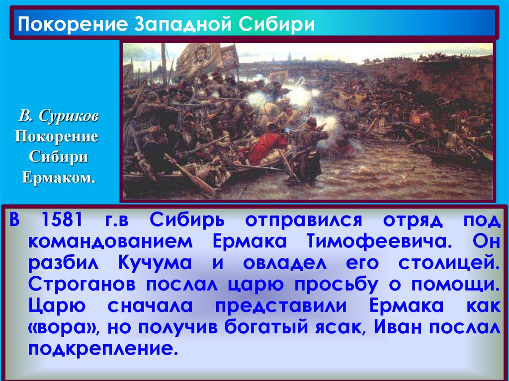 Покорение сибири ермаком произведение. Суриков покорение Сибири. Причины покорения Сибири.