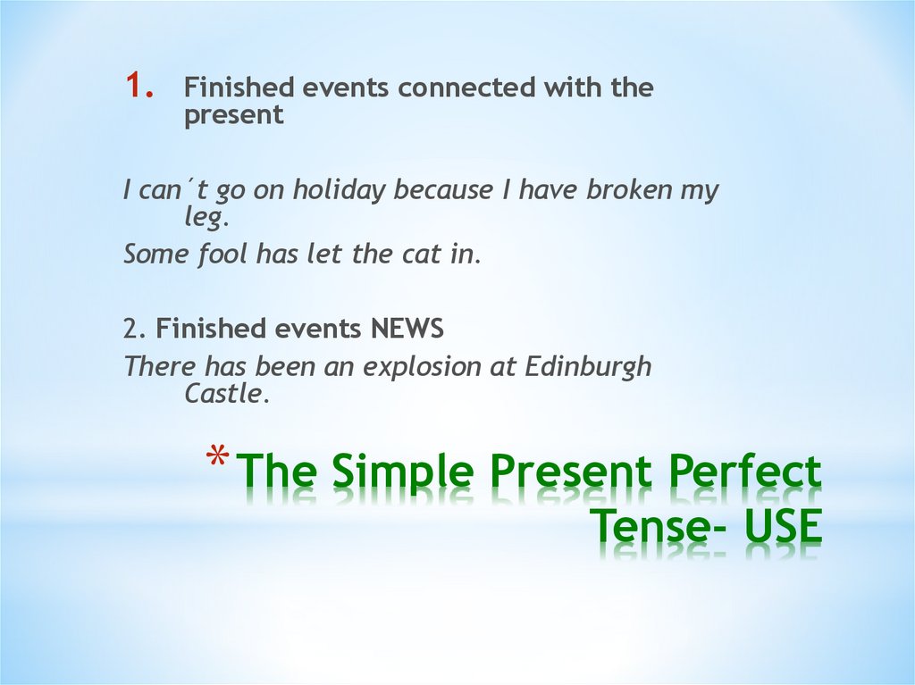 The Simple Present Perfect Tense- USE