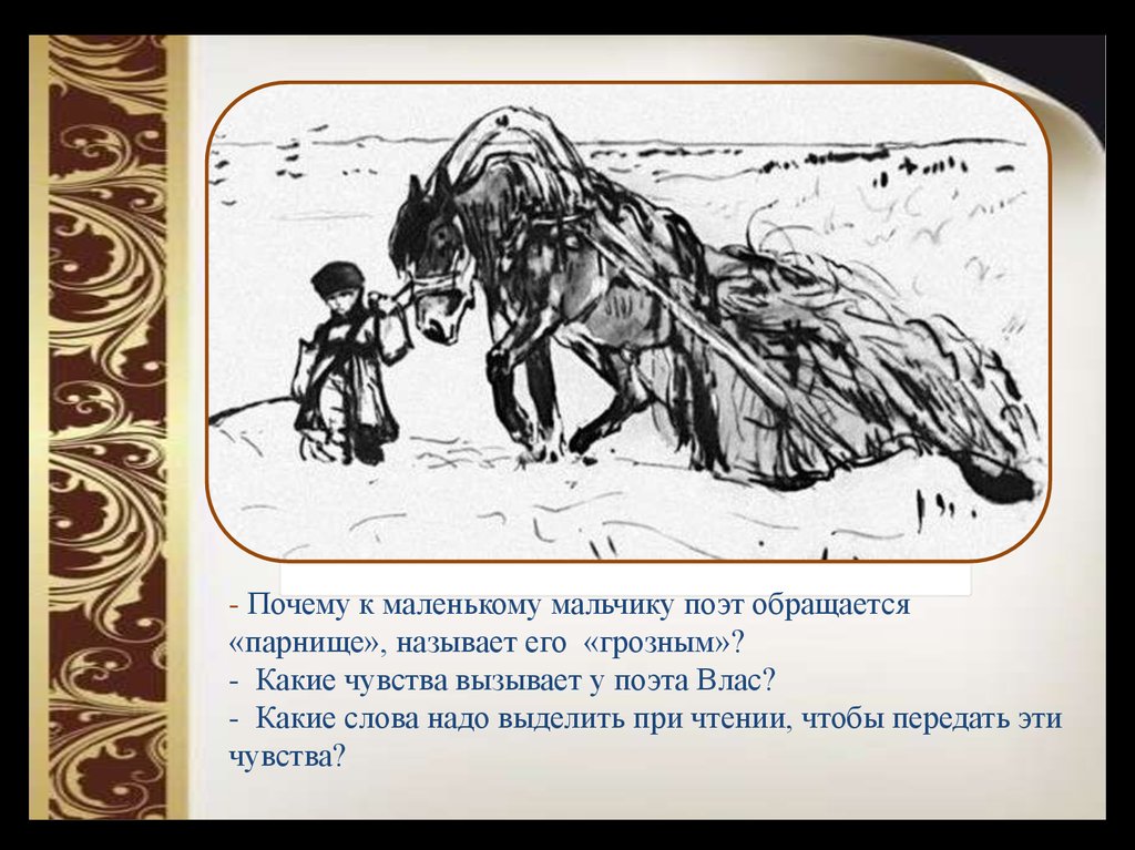 Почему поэт призывает. Влас крестьянские дети. Почему к маленькому мальчику поэт обращается парнище. Какие чувства вызывает у поэта Влас крестьянские дети. Мальчик Влас крестьянские дети.