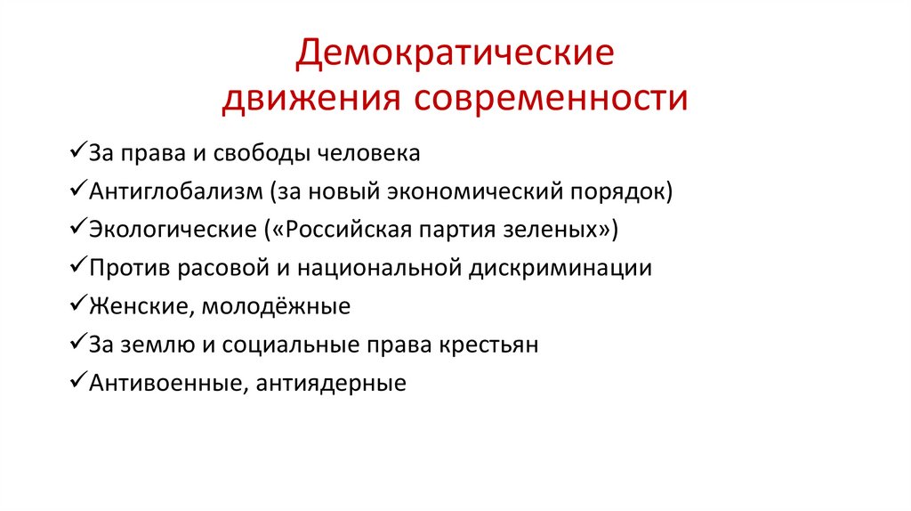 Подъем демократического движения. Демократические движения современности. Виды демократических движений. Демократического движения кратко.