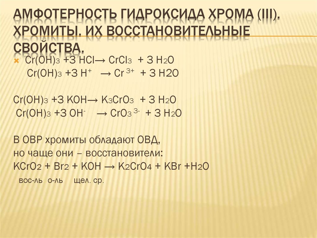 Взаимодействие гидроксида хрома с гидроксидом натрия