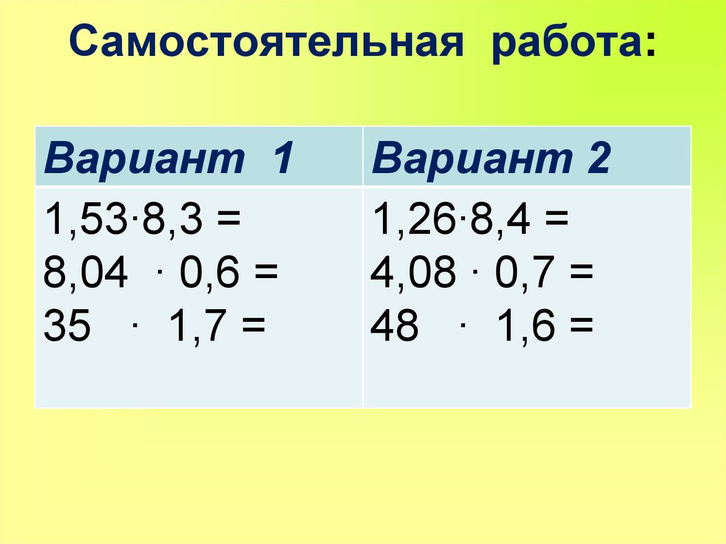 Самостоятельная десятичные дроби. Умножение десятичных дробей примеры. Умножение десятичных дробей в столбик примеры. Умножение десятичных дробей 6 класс примеры. Умножение десятичных чисел примеры.