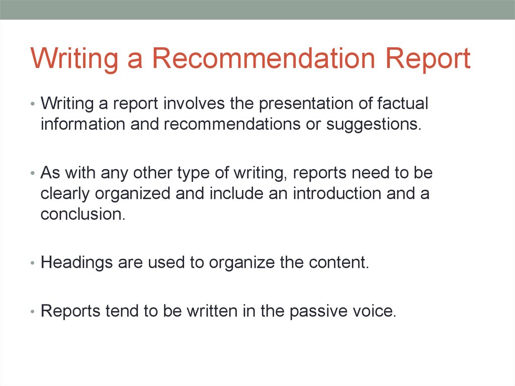 how do you write a recommendation report