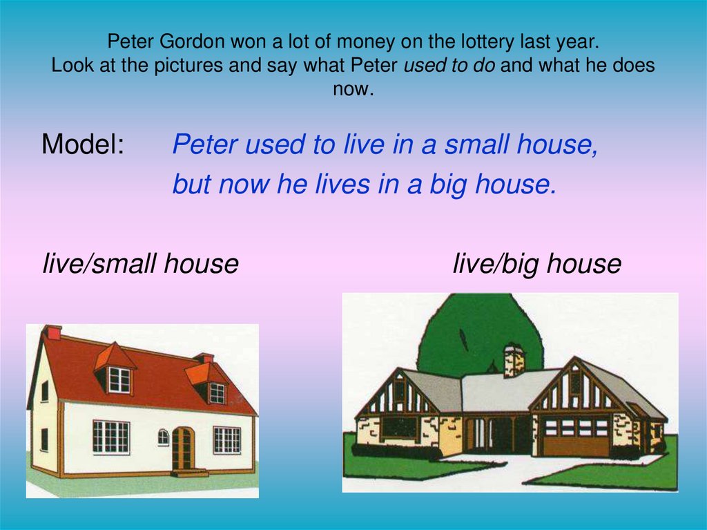 This house last year. Used to картинки. Peter Gordon won a lot of money on the Lottery last year. Get used to pictures. Pictures for used to.