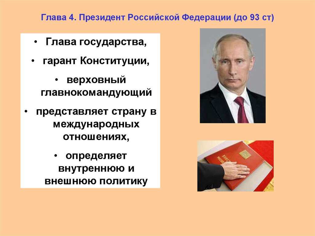 Глава 4. Президент Российской Федерации (до 93 ст)