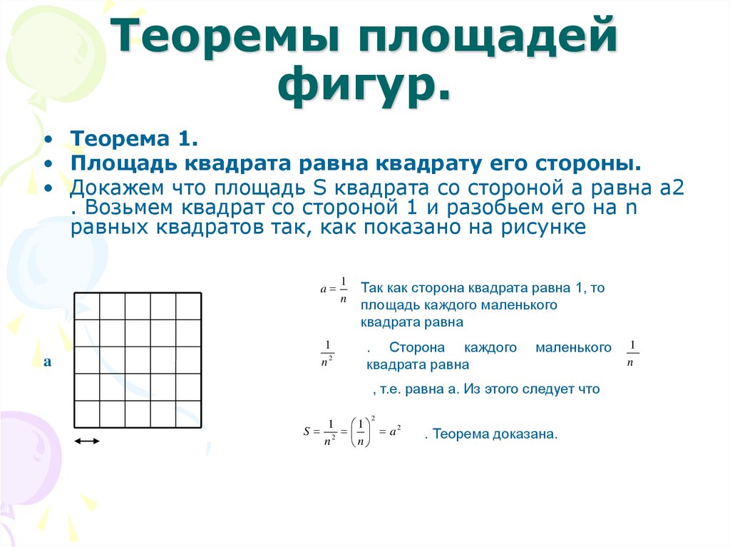 Все квадраты имеют равные площади верно ли