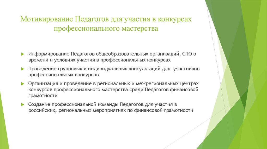 Мотивирование Педагогов для участия в конкурсах профессионального мастерства
