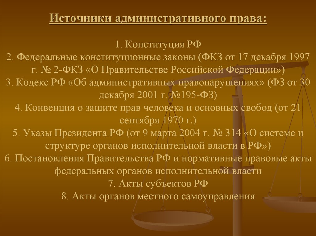 Конституционное право список литературы. Административное право источники.