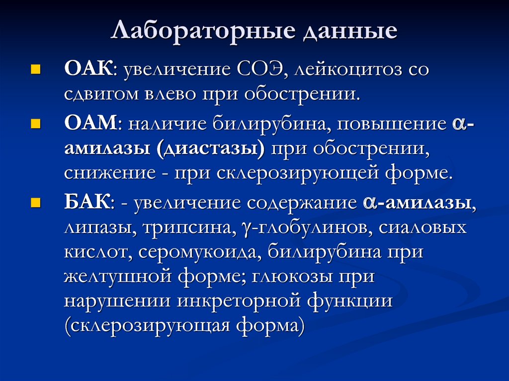 Анализы при остром панкреатите